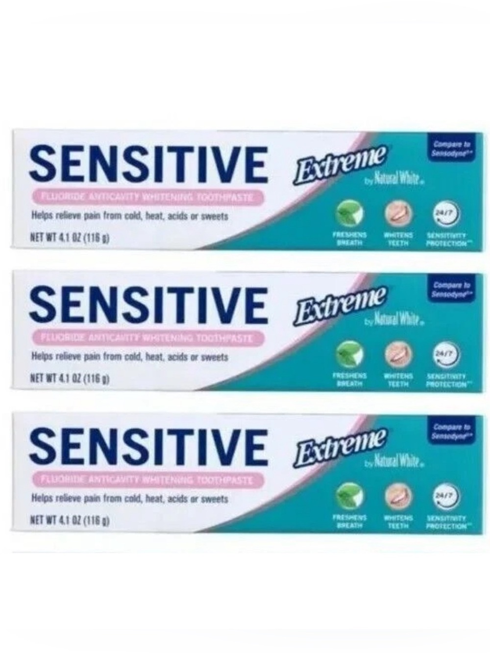 Natural White Sensitive Extreme Whitening Toothpaste {LOT OF 3}